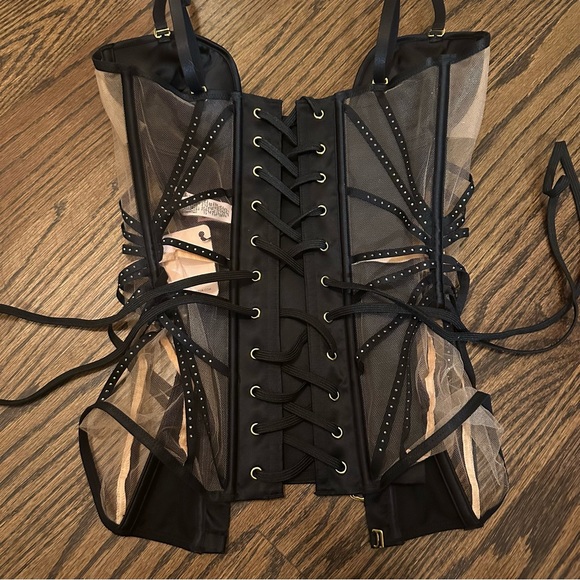 Agent Provocateur Rubi corset size 2 small Swarovski crystals black nude - Picture 12 of 17